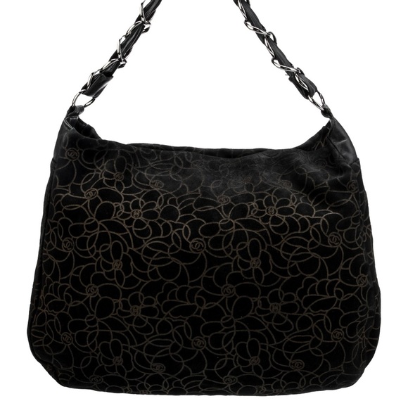 Auth Vintage Chanel Suede Camellia Shoulder Bag Handbag Purse Tote CC Logo GUC - Picture 5 of 17